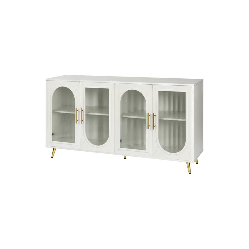 Stylish Wood TV Stand for 65+ Inch TVs with Glass Doors & Ample Storage for Living Room