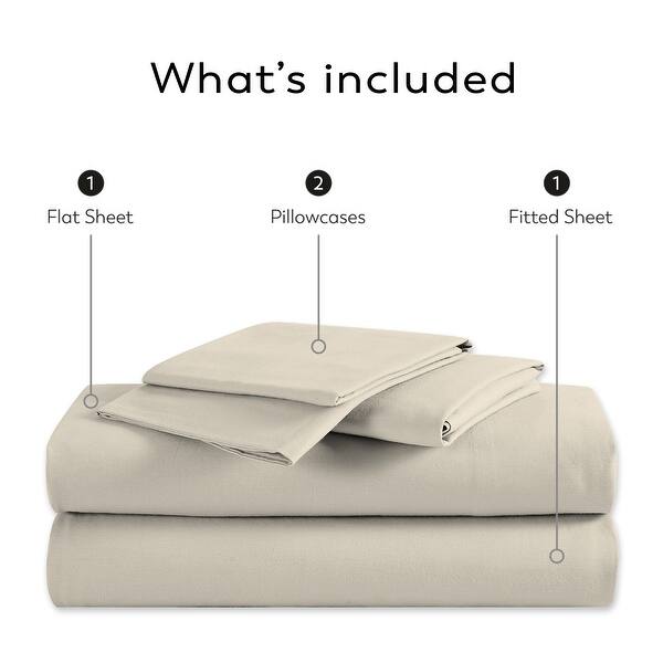 dimension image slide 6 of 9, Color Sense 100% Cotton 300TC Ultra-Soft & Silky Wrinkle-Resistant Sheet Set