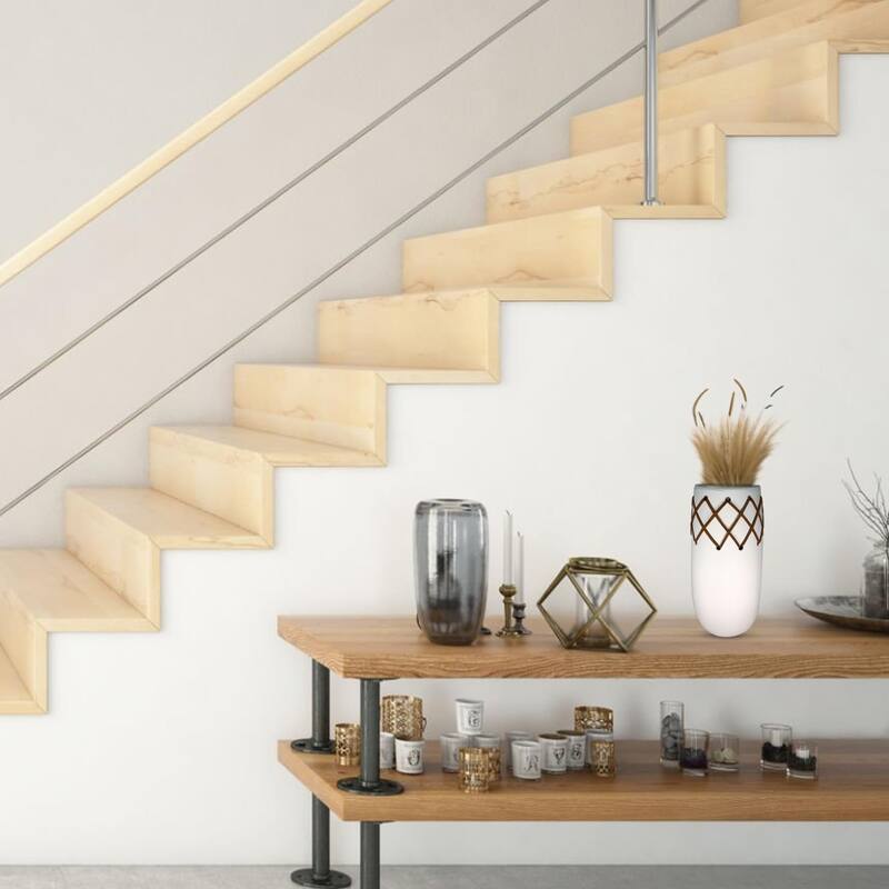 Aria Home Oblong Ceramic Vase Milky White With Leather Stitch