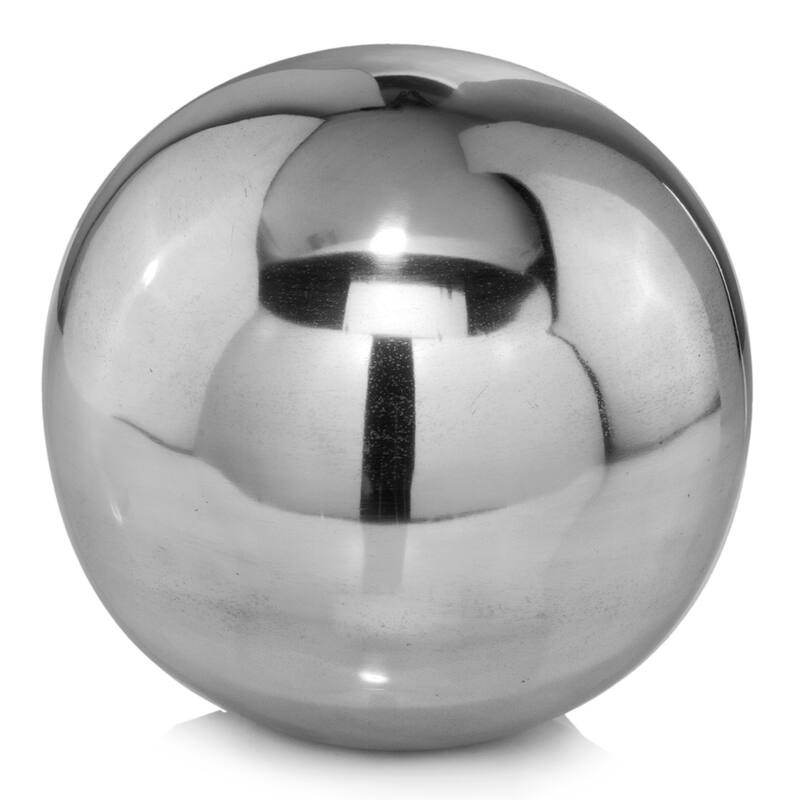 HomeRoots 8" Silver Buffed Aluminum Decorative Orb - 8.00 in. x 8.00 in. x 8.00 in.