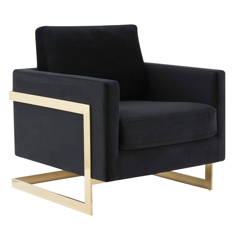 Lincoln Modern Velvet Upholstered Accent Designer Lounge Chair with Gold Frame for Living Room, Bedroom and Home Office - 34"