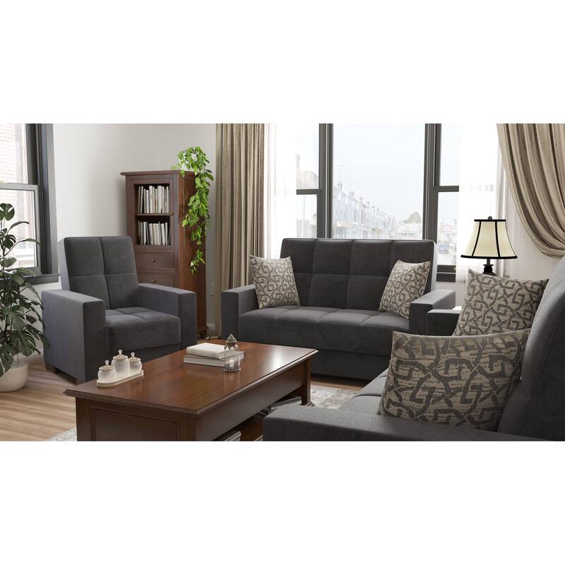Collection Upholstered Convertible Loveseat With Storage