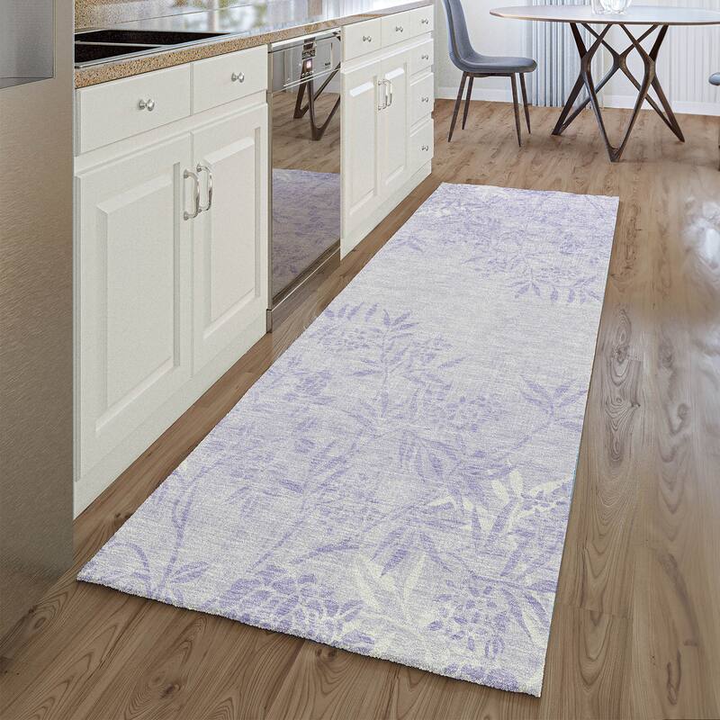 Premium Washable Super Soft Floral Imprints Mayfield Rug - Lilac - 2' 3" x 7' 6" - Runner