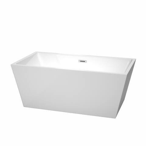 Wyndham Collection Sara 59-inch White Freestanding Soaking Bathtub