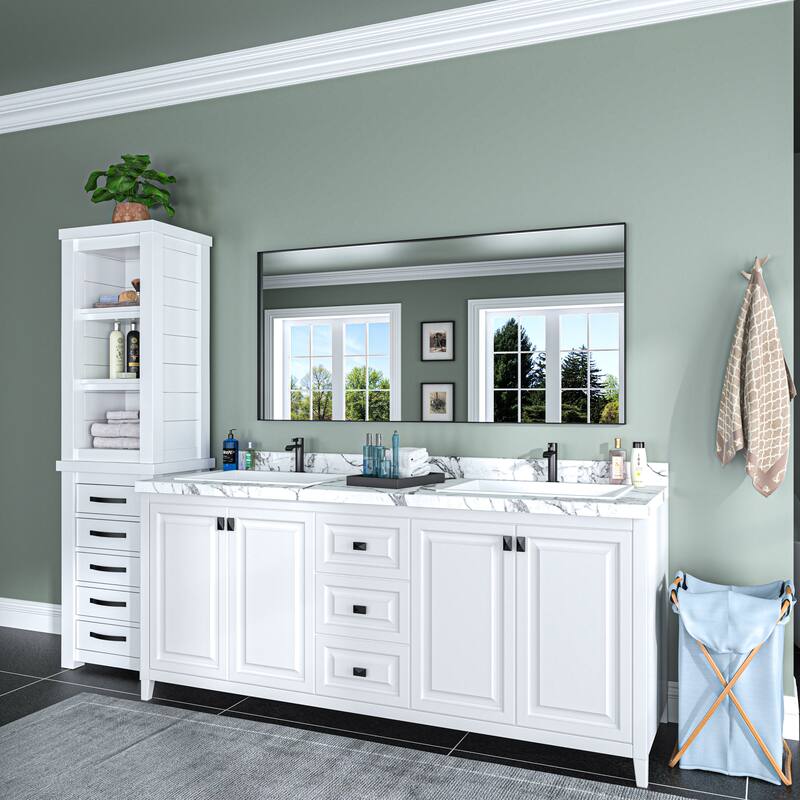 Organnice Rectangular Mirror Modern Black Frame Bathroom Vanity Mirror Clean Glass