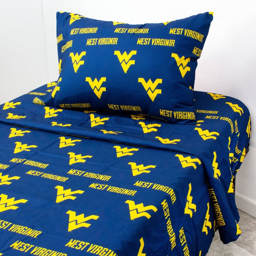 West Virginia Mountaineers 100% Cotton Sheet Set