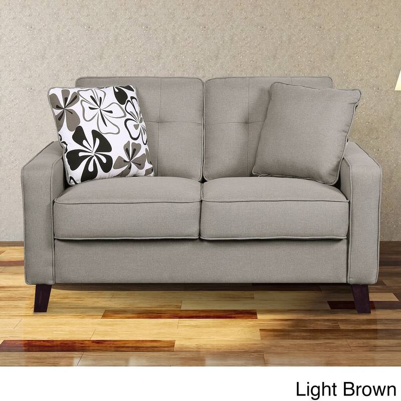 Mid-century Fabric Loveseat - Light Brown