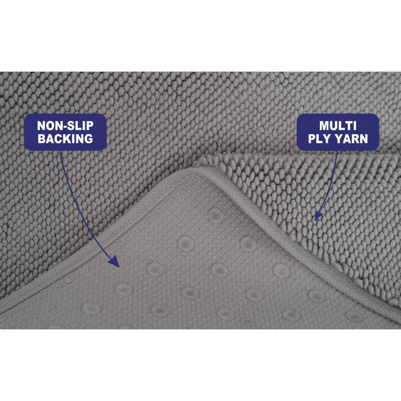 American Soft Linen 100% Cotton Bath Mat Rugs, 17x24 inches Slip Resistant Bottom Base Bath Mats for Bathroom