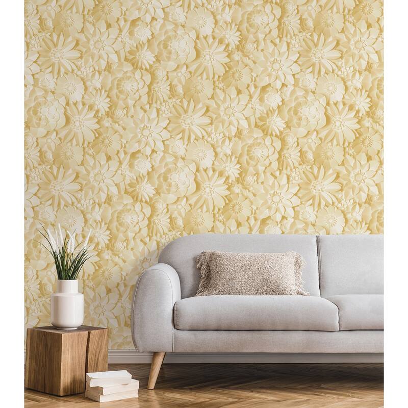 Fine Decor Dacre Yellow Floral Wallpaper