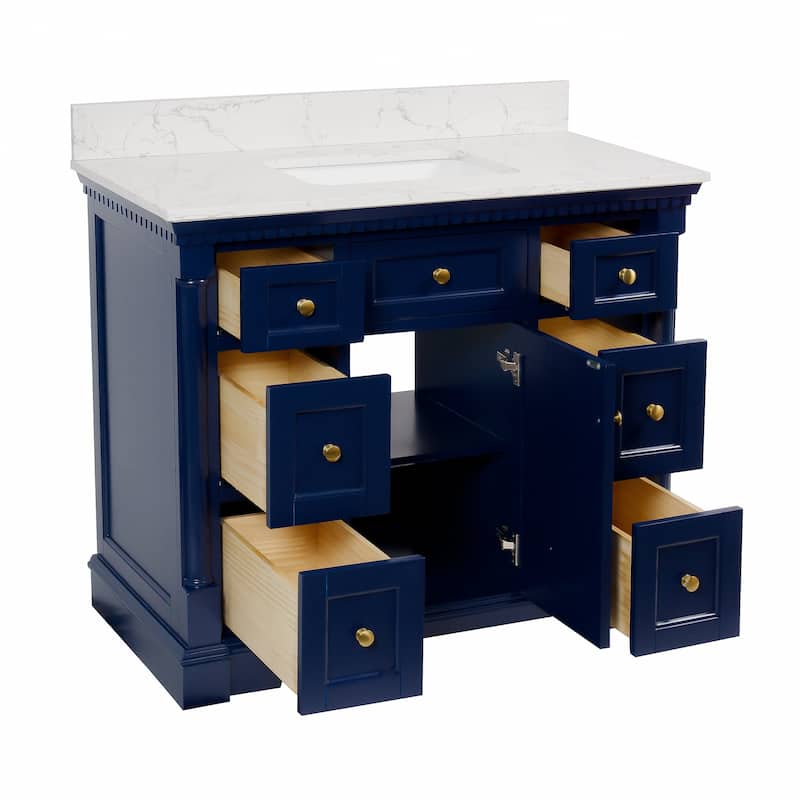 KitchenBathCollection Sydney 42" Bathroom Vanity with Engineered Marble Top