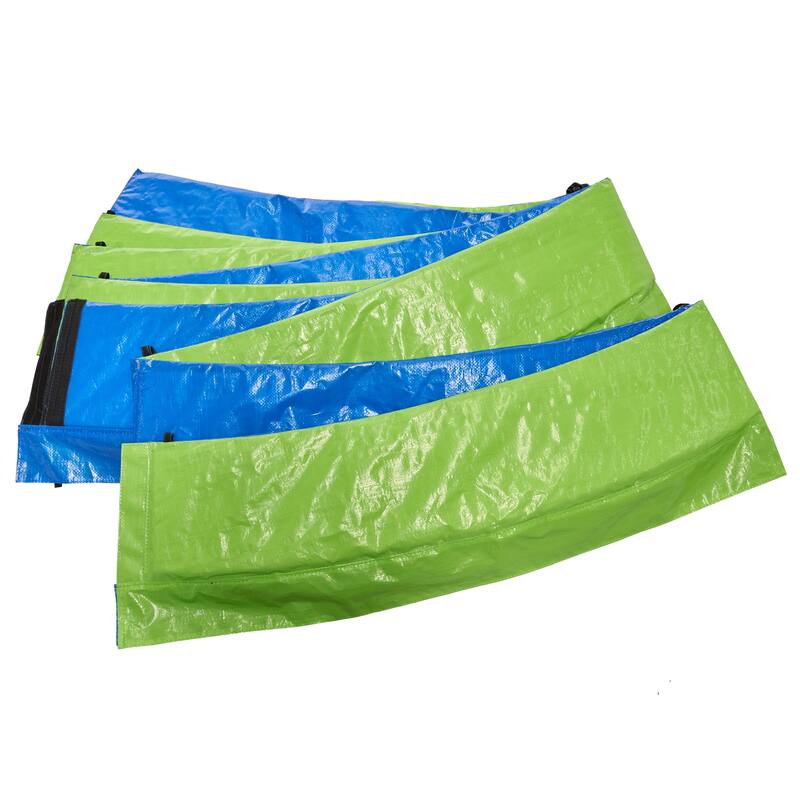 Recreational Trampoline - Safety Enclosure Net, Ladder, Double-Side Color Pad, Curved Fence Pole - Blue - 166