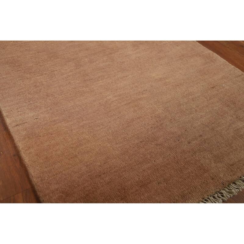 Brown Gabbeh Modern Runner Rug Handmade Wool Carpet - 2'7"x 9'11"