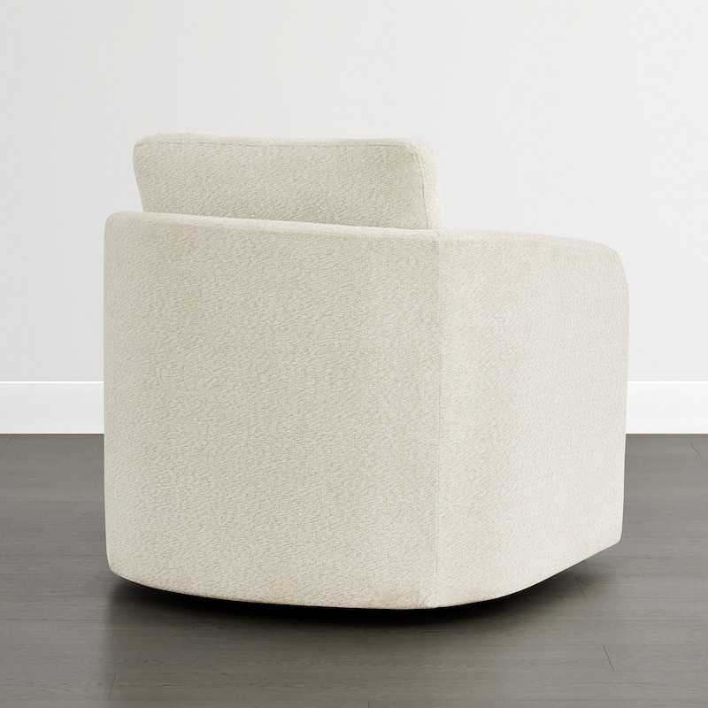 Spruce & Spring Modern Upholstered Swivel Barrel Accent Chair with Ottoman & Removable Slipcover