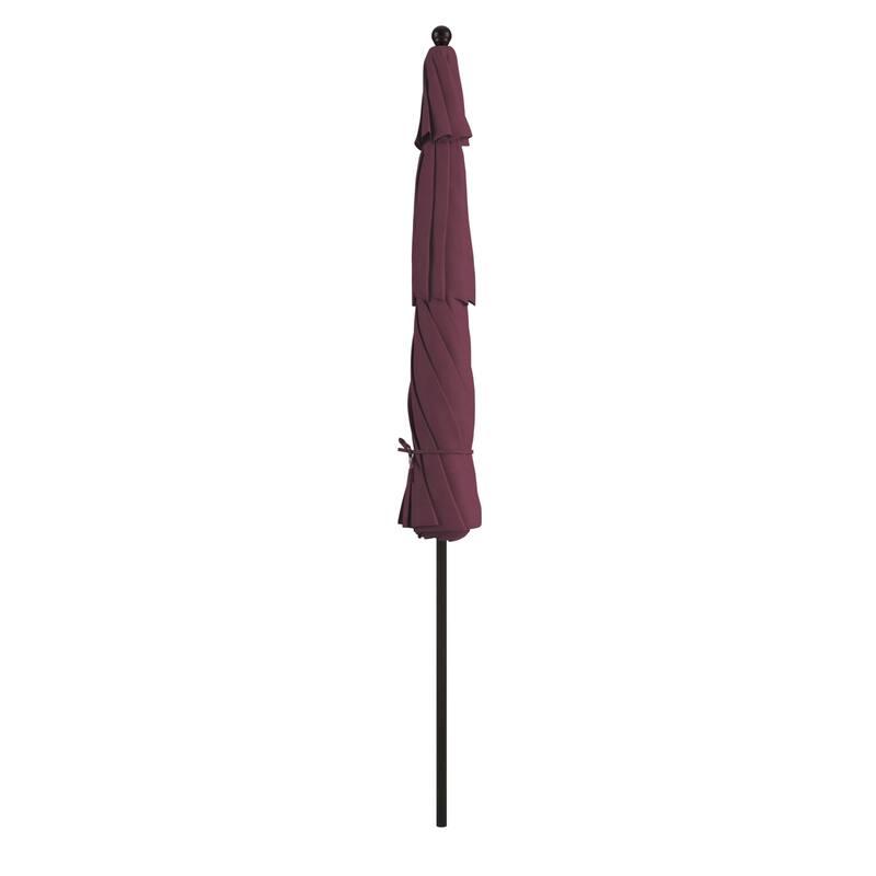 California Umbrella 11' Venture Series Patio Umbrella, Bronze Aluminum Pole Fiberglass Ribs Pulley Lift, Pacifica Pacific Blue