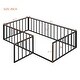 preview thumbnail 29 of 30, Twin Size Metal Floor Bed Frame with Fence and Door for Kids' Bedroom