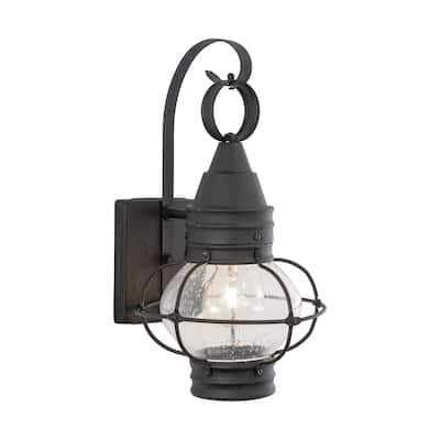 Chatham 1 Light Black Coastal Outdoor Wall Lantern Clear Glass - 8-in W x 13.5-in H x 8.5-in D