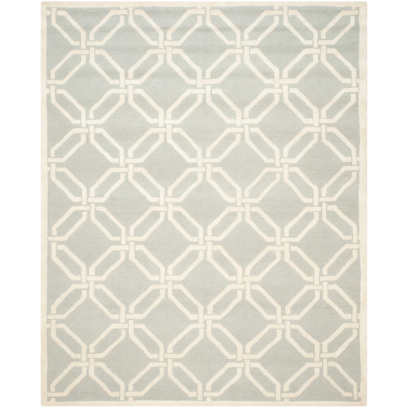 SAFAVIEH Handmade Cambridge Nhung Modern Moroccan Wool Rug - 8' x 10' - Light Grey/Ivory