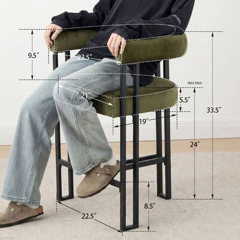 Velvet Upholstered Counter Stool