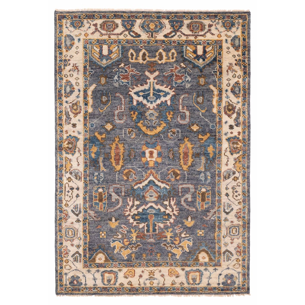ECARPETGALLERY Hand-knotted Jules Serapi Navy Wool Rug - 6'0 x 8'11