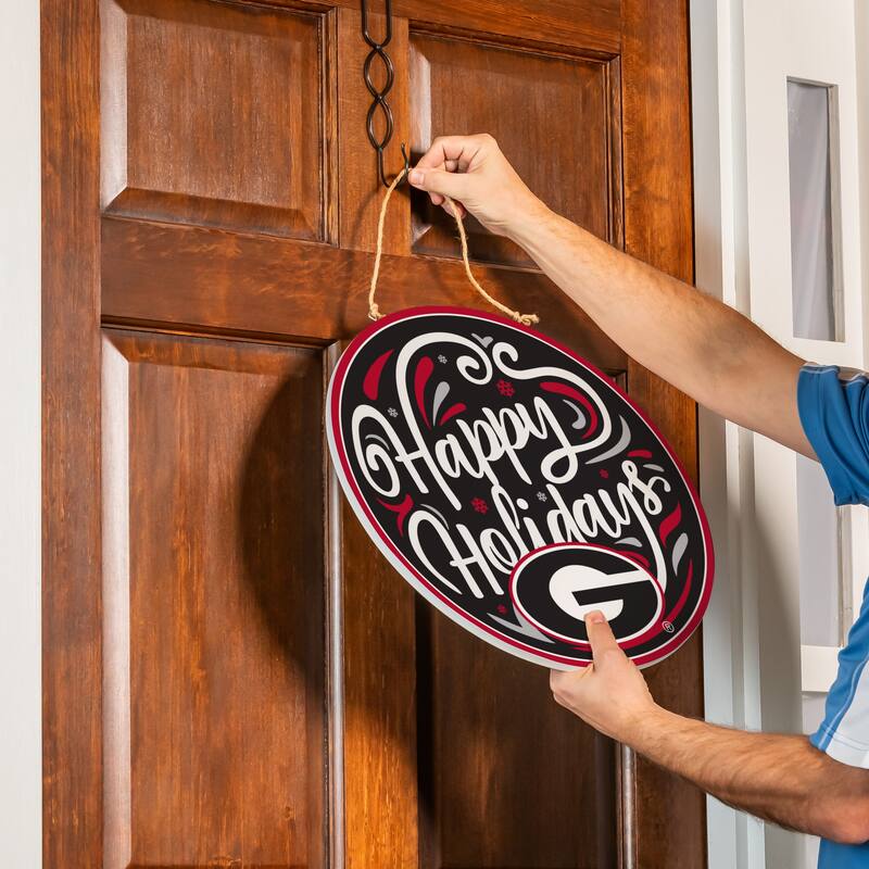 University of Georgia 18" x 18" Happy Holidays Door Décor Wall Sign - 18" x 18"