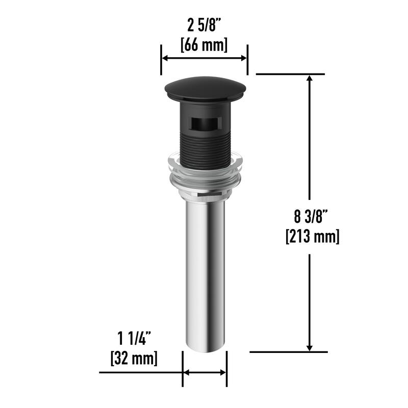 VIGO 1.75" W Bathroom Sink Pop-Up Drain in Matte Black