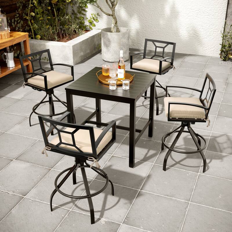 Pellebant Patio Aluminum Swivel Bar Stools with Sunbrella Fabric Cushion