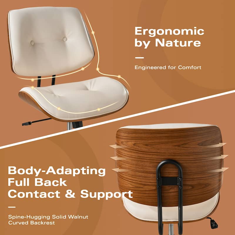 OVIOS Armless Adjustable Rivet Design Office Chair - N/A