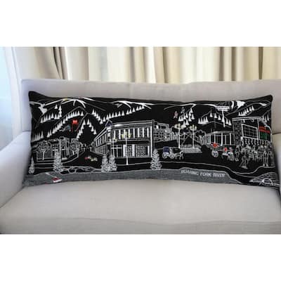 HomeRoots 35" Black Aspen Nighttime Skyline Lumbar Decorative Pillow