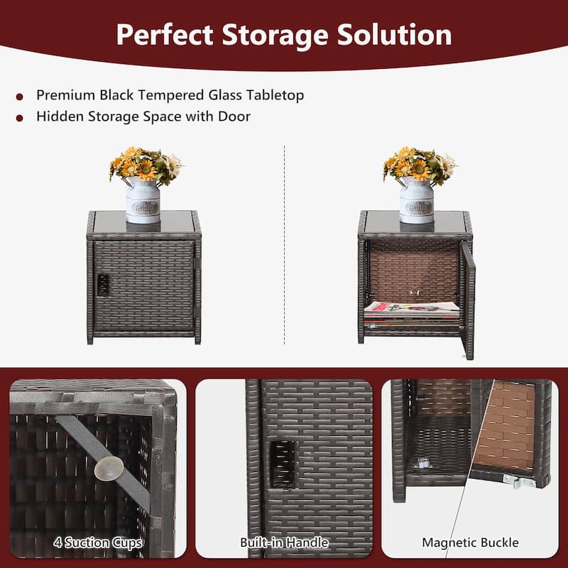 Costway 5PCS Patio Rattan Furniture Set Ottoman Cushioned W/Cover - See Details