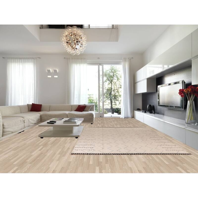 All-Over Ivory Moroccan Oriental Area Rug Handmade Wool Carpet - 8'8"x 12'11"