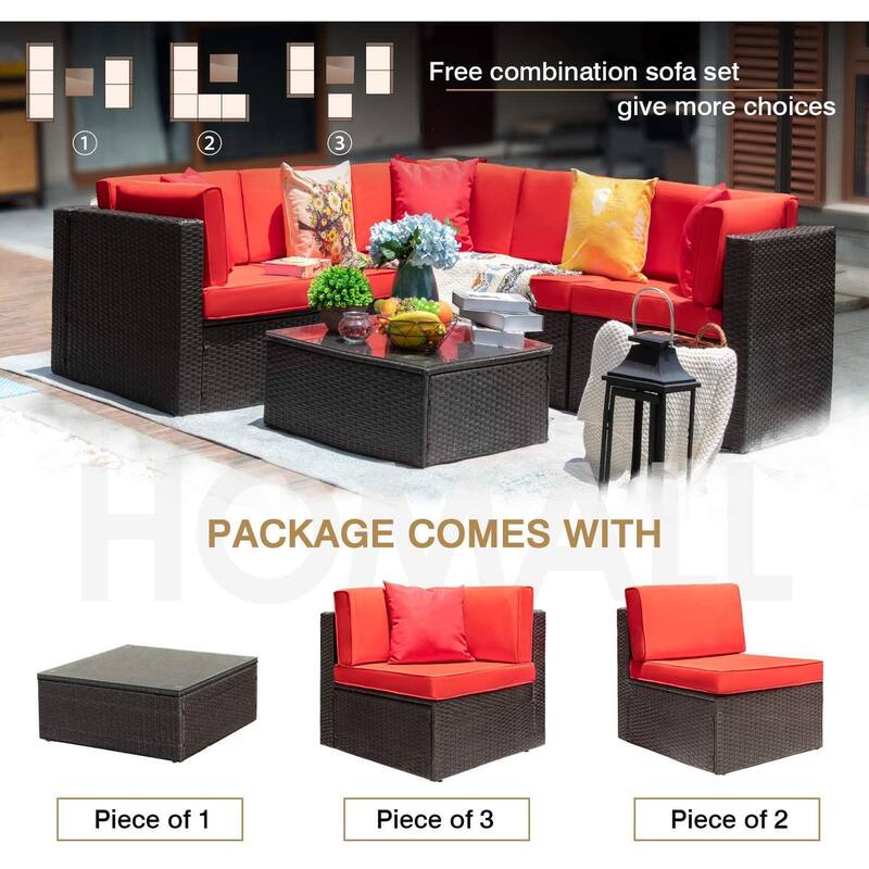Homall 6-piece Rattan Wicker Outdoor Patio Furniture Set