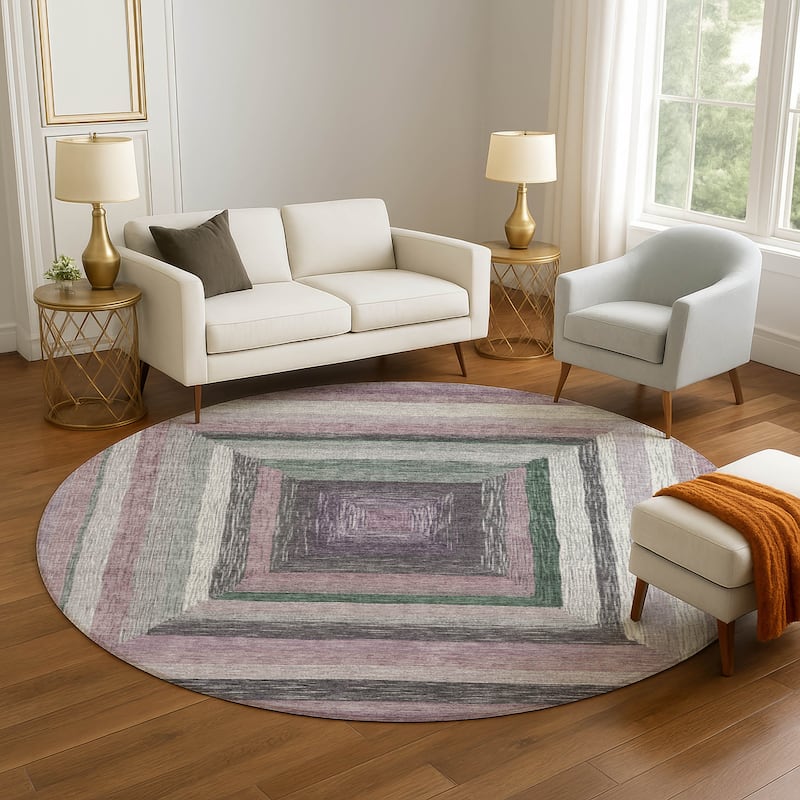 Premium Washable Super Soft Modern Dimensions Mayfield Rug - Blush - 8' x 8'