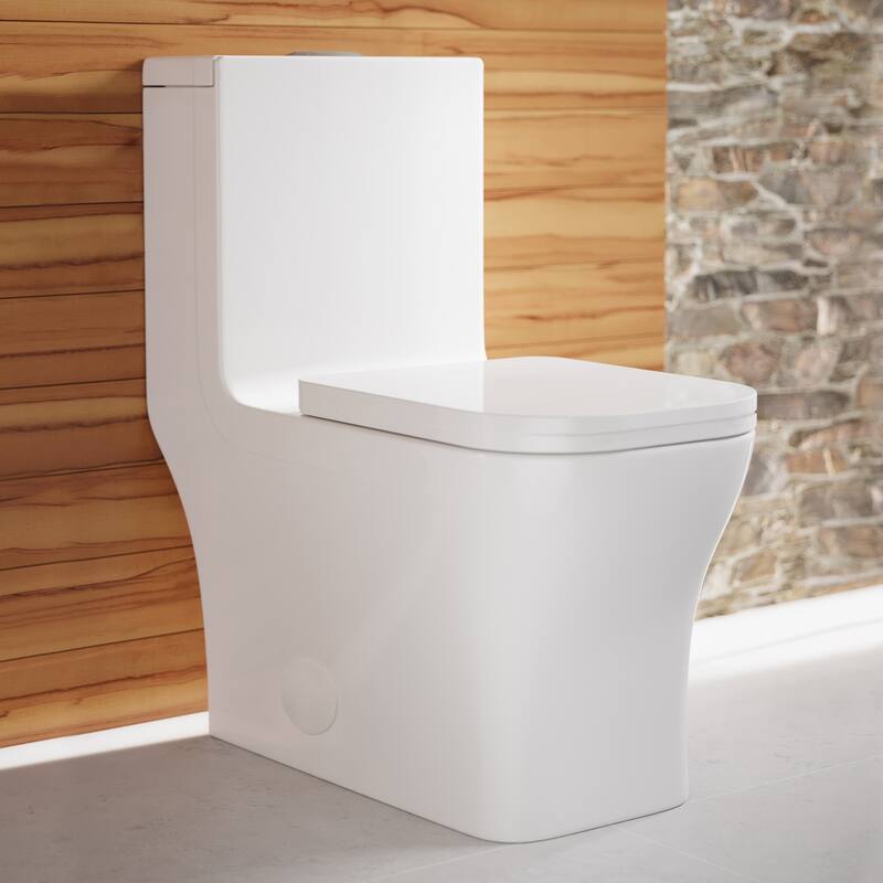 Concorde One Piece Square Toilet Dual Flush, Black Hardware 1.1/1.6 gpf - White