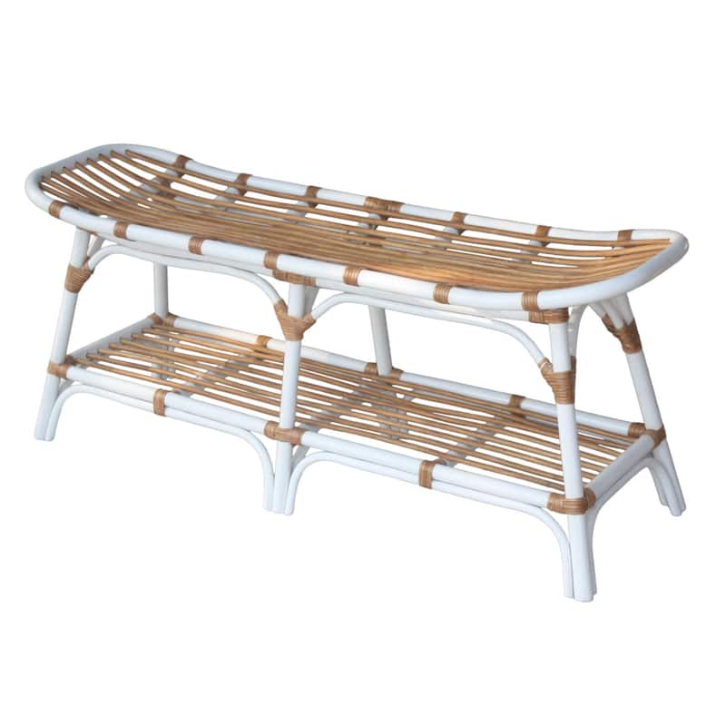 NPD Furniture Damara Rattan Bench with Shelf