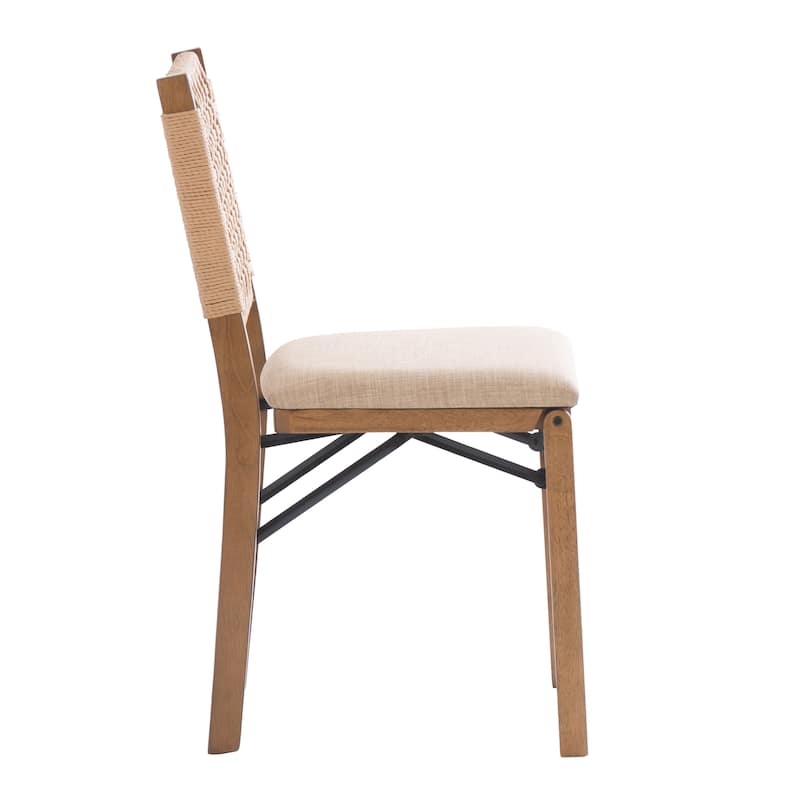 Joslyn Natural Woven Back Folding Dining Chair (Set of 2)