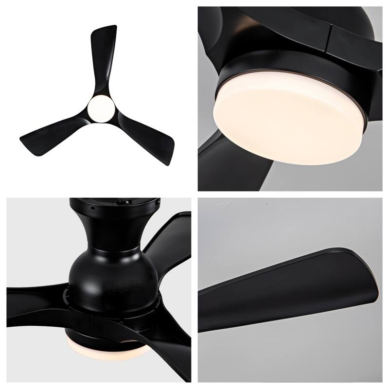 42" Flush Mount Ceiling Fan with Remote Control and Lights, Quiet DC Motor