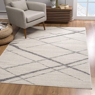2' X 4' Gray Modern Abstract Pattern Area Rug - 3'6