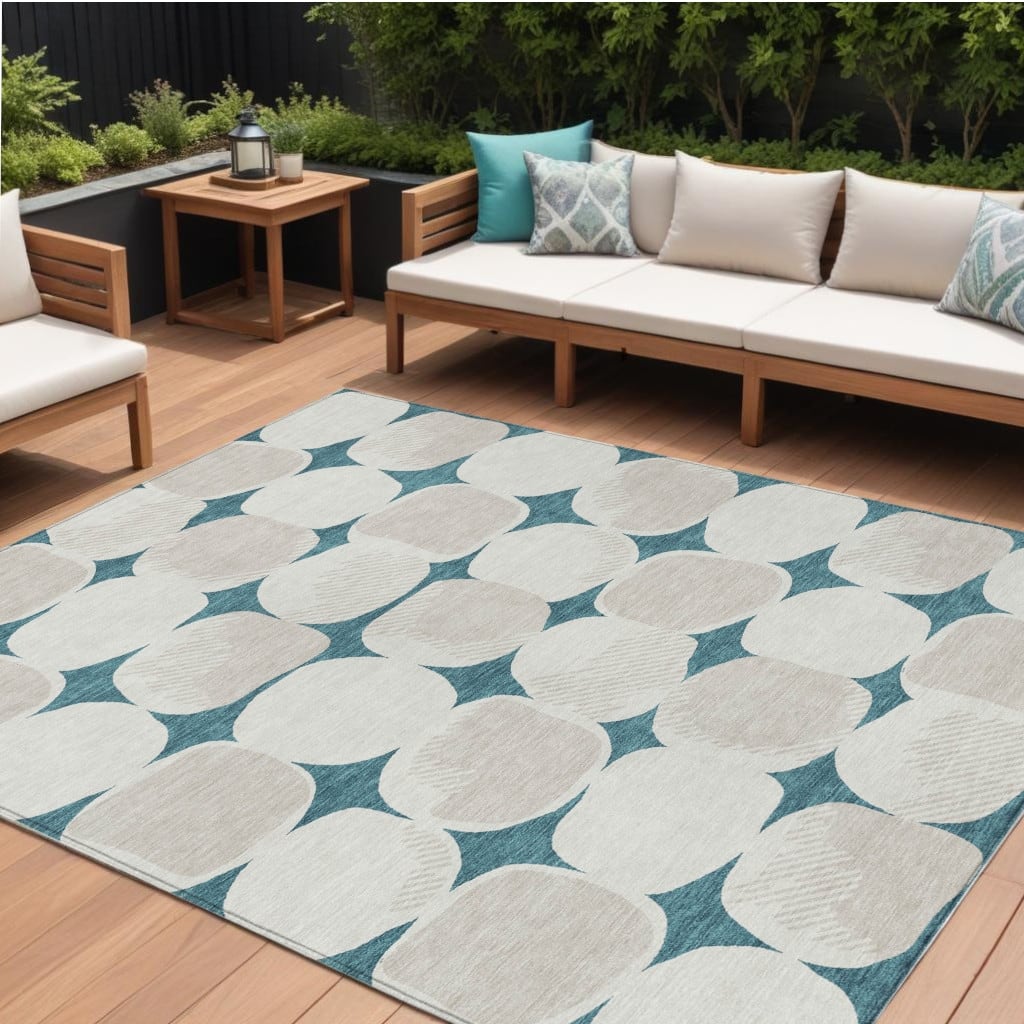 HomeRoots Abstract Transitional Rectangle Outdoor Rug