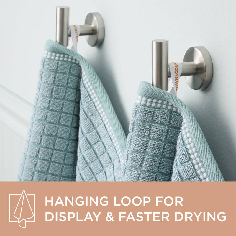 TOWN & COUNTRY EVERYDAY 4-Piece Textured Windowpane Hand Towel Set - 20"x30"
