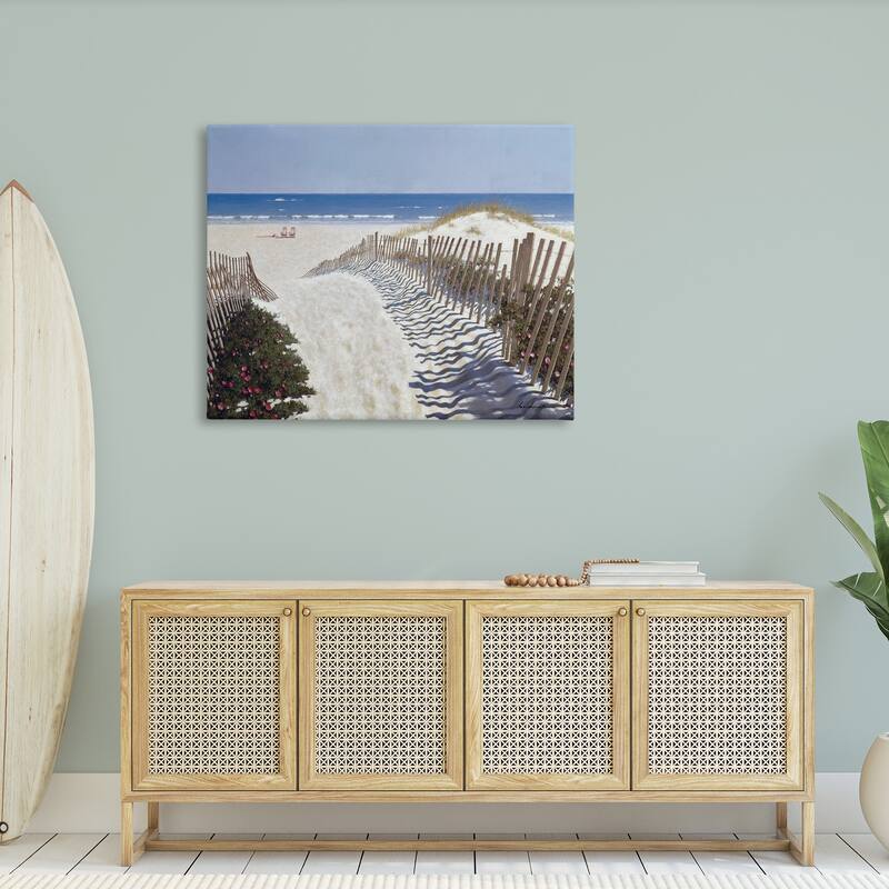 Stupell Fenced Pathway to Beach Summer Nautical Painting Canvas Wall Art - Multi-Color