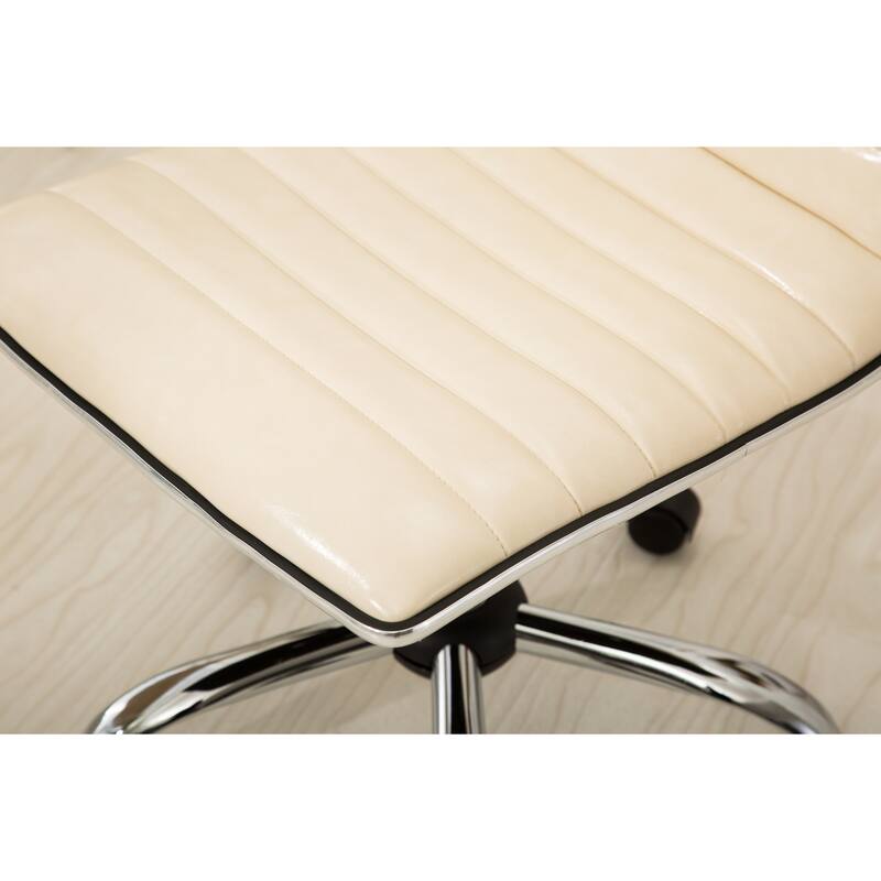 Modern Ergonomic Office Chair with Faux Leather Seat, Adjustable Height, Swivel Function, and Smooth Rolling Wheels