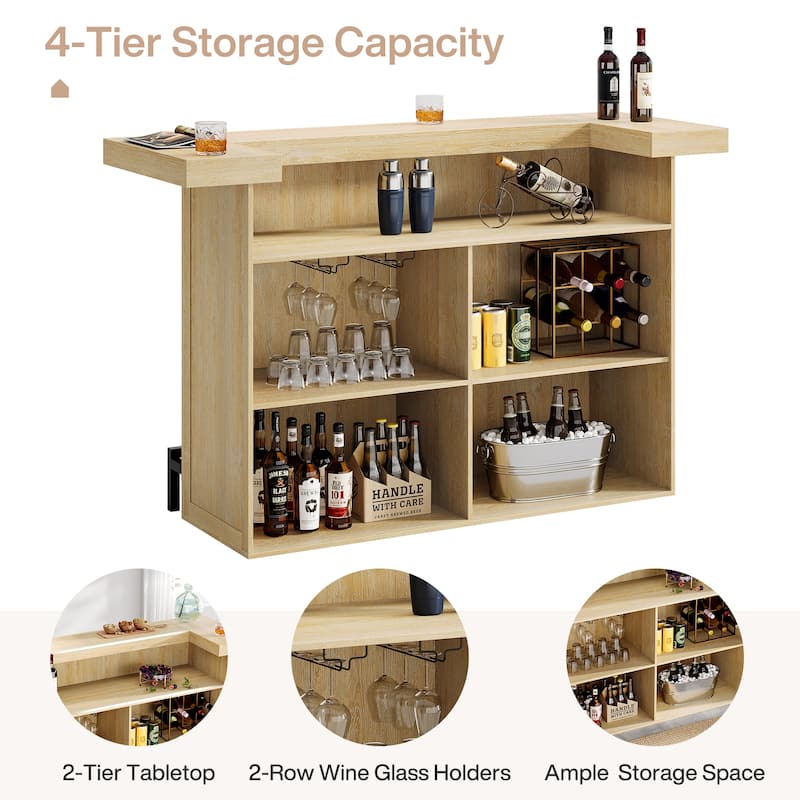 4-Tier Bar Table, 70.9-Inch Large Modern Home Bar Cabinet