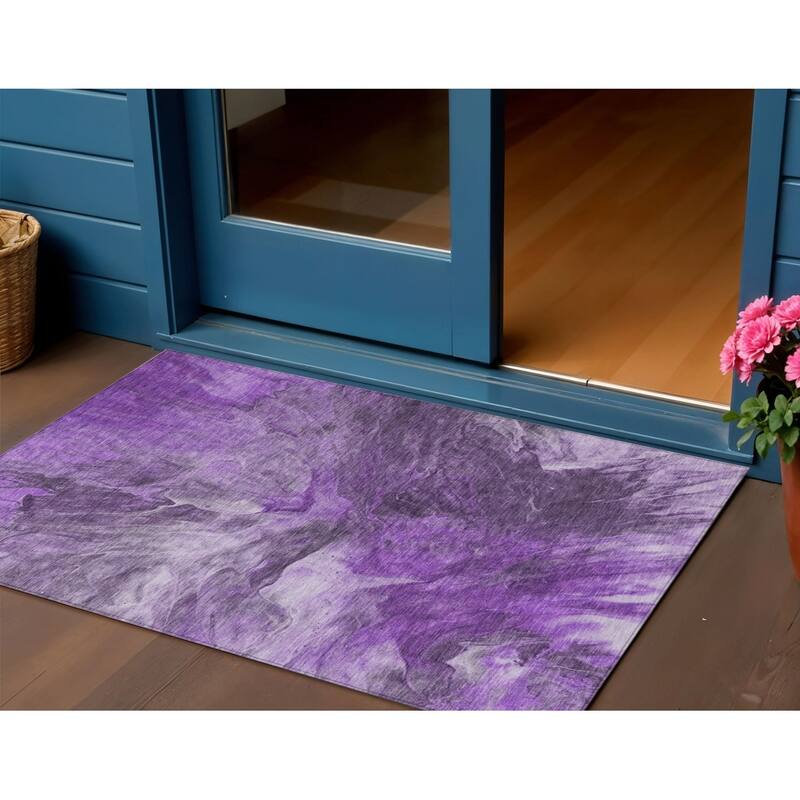 HomeRoots Abstract Transitional Rectangle Outdoor Rug - 3' x 5'