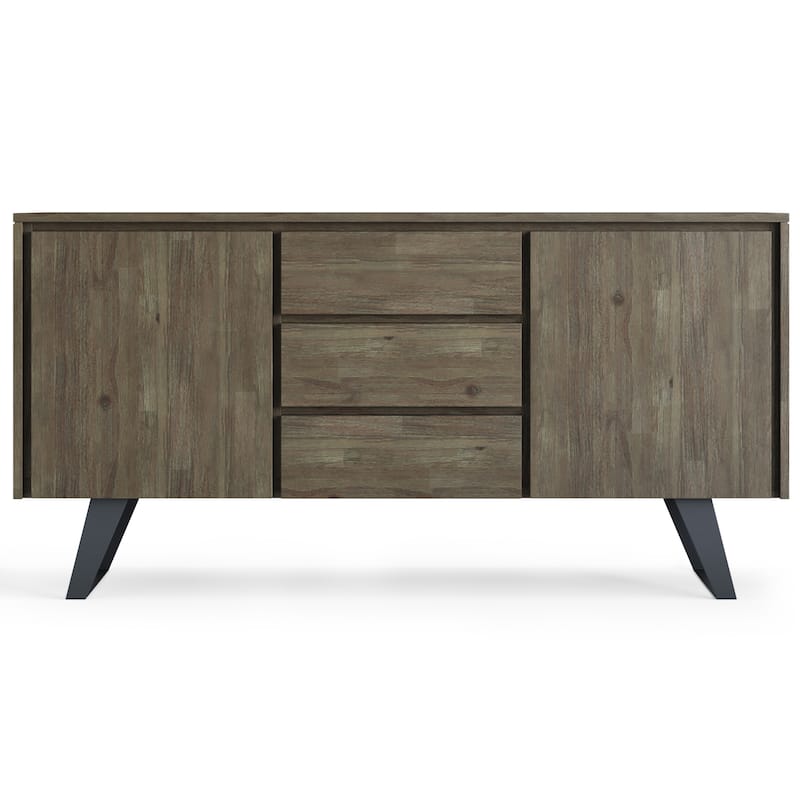 WYNDENHALL Mitchell Metal 60 inch Wide Rectangle Modern Industrial Sideboard Buffet in OAK WOOD - 60'' x 17'' x 30