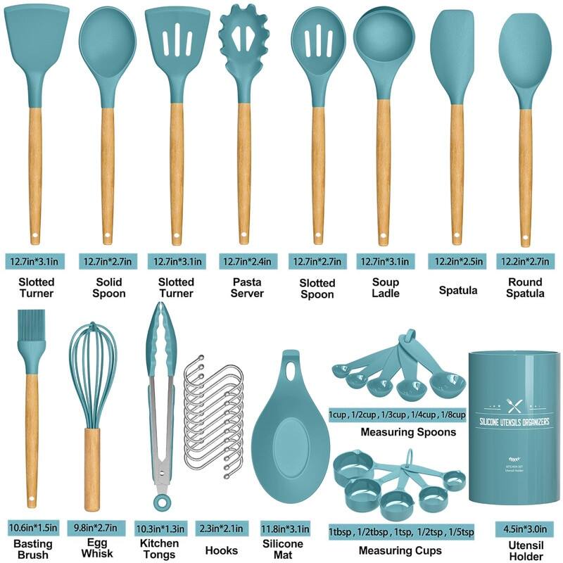 Kitchen Cooking Utensils Set, 33 pcs Non-Stick Utensils Spatula Set with Holder