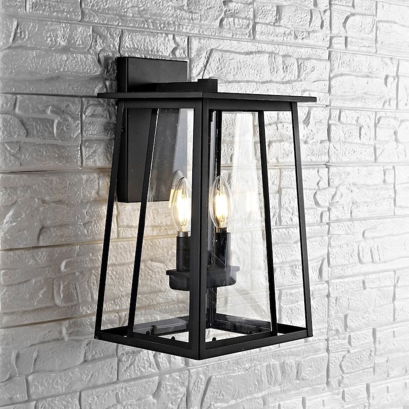 SAFAVIEH Mehriban Outdoor Wall Lantern - 9"x8.3"x15" - 9Wx8Dx15H