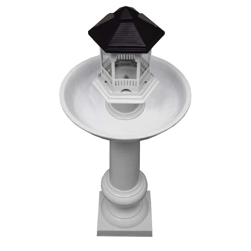 Modern Round Cast Aluminum Metal 40-in Bird Bath and Bird Feeder Combo