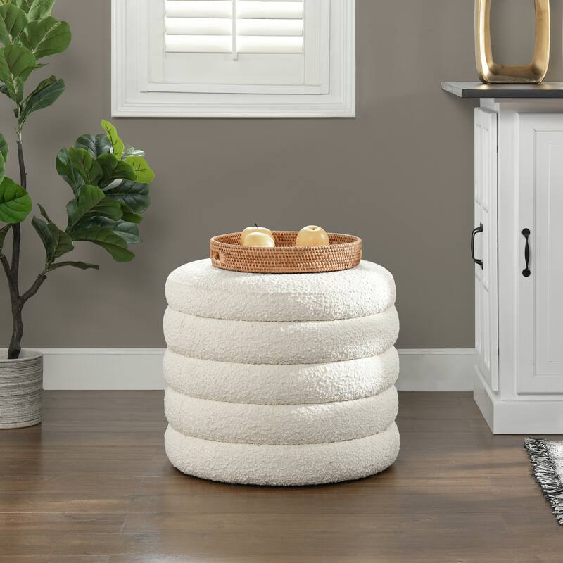 Jennifer Taylor Home Fuji 19" Upholstered Tufted Round Storage Ottoman