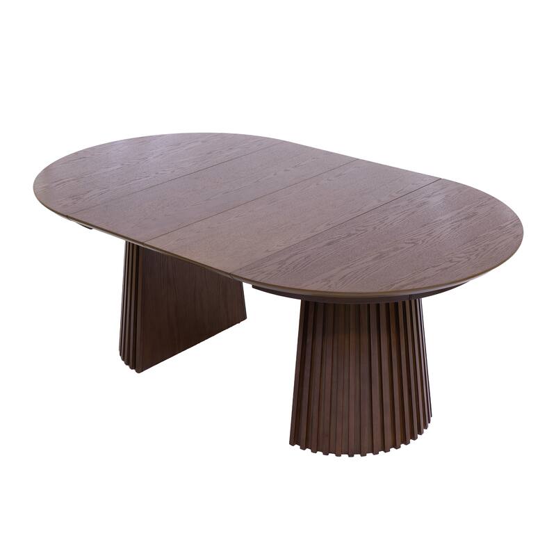 Christopher Knight Home - Camden Modern Expandable Oval Dining Table Base with Fluted Pedestal Design