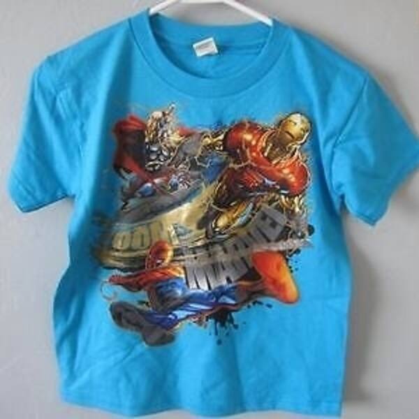 Shop Marvel Comics Superheroes Kids Size L Large Blue Shirt 68ke